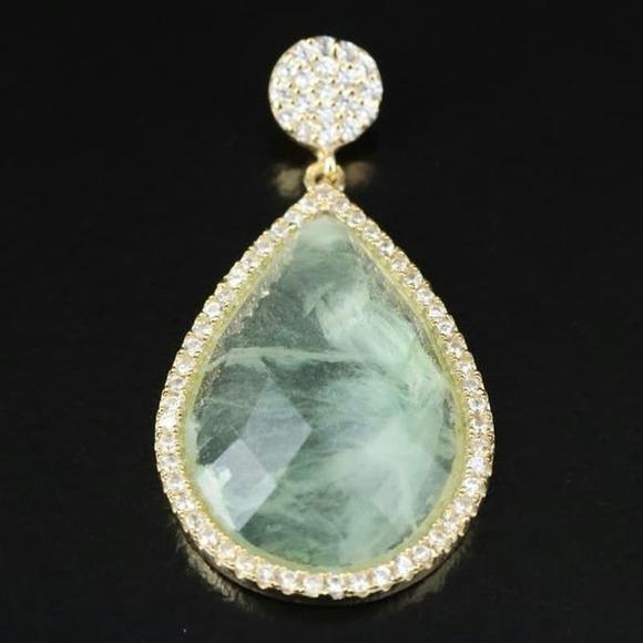 None and/or Unknown Jewelry - Sterling Fluorite and CZ Pendant